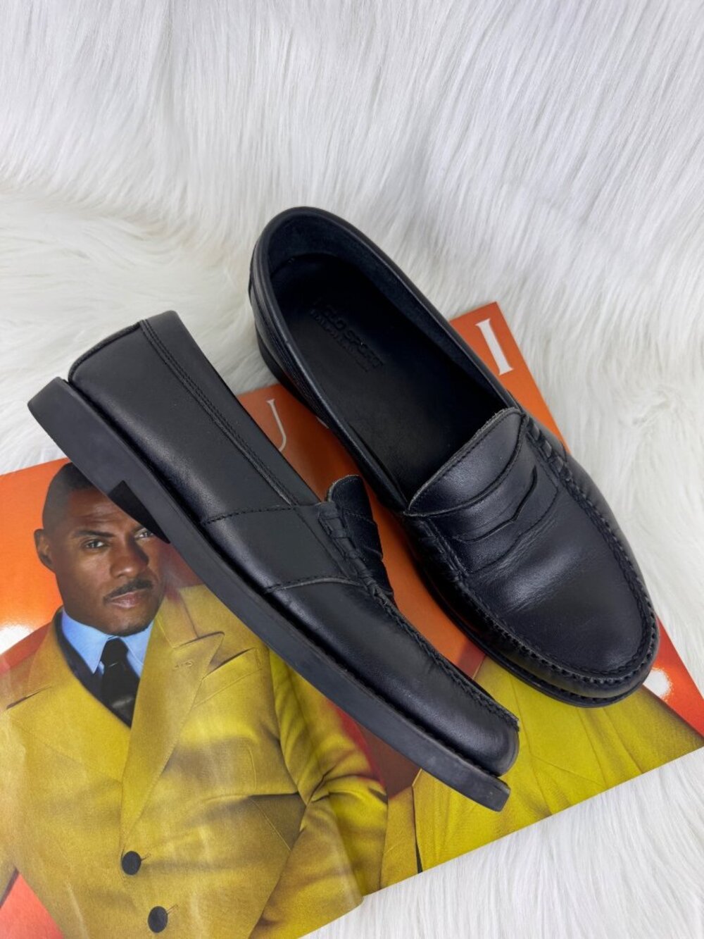 Men's Polo Sport Ralph Lauren Black Leather Penny Loafers Slip On Shoes Sz 11D